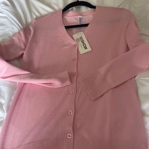 Pink button up sweater top never worn
